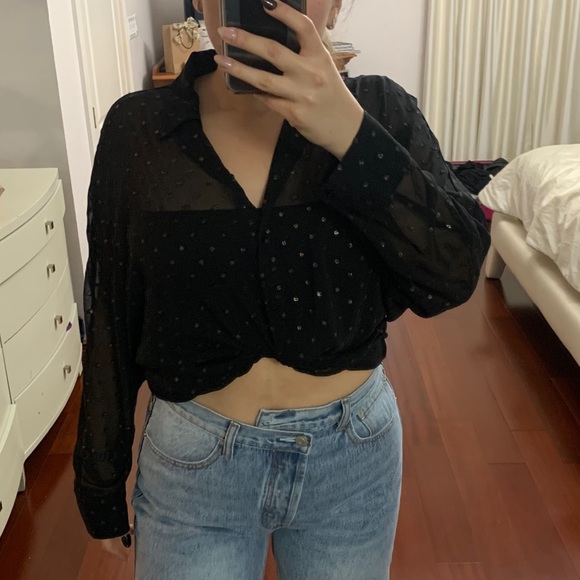 Zara Gold Dotted Blouse - Picture 4 of 4